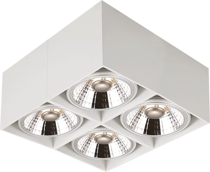 BOX-4L vierkant wit incl. 4x AR111 12,4W 2700K