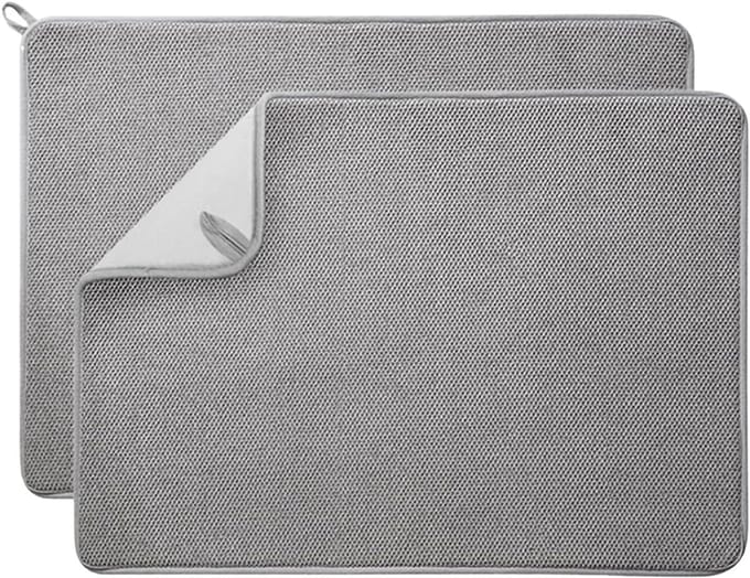 Afdruipmat Keuken - Microvezel Mat - Snel Drogen - Waterabsorberend Ontwerp - 40x30cm - Grijs