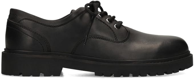 Manfield - Heren - Zwarte leren veterschoenen - Maat 41