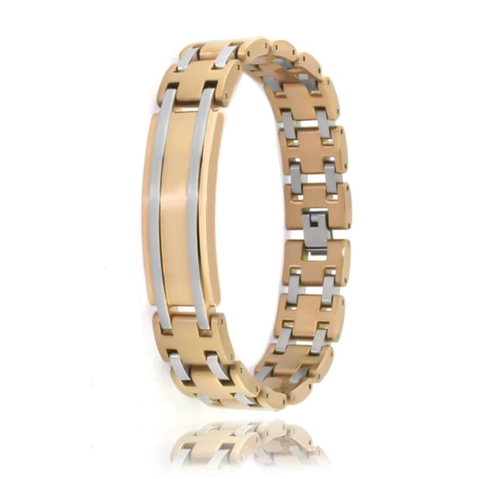 Juwelier Zwartevalk - Stalen armband (rosé/wit) 33.106/20cm--