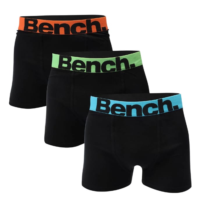 Bench Mannen Actie Logo Boxer Shorts (Verpakking van 3) (Zwart)