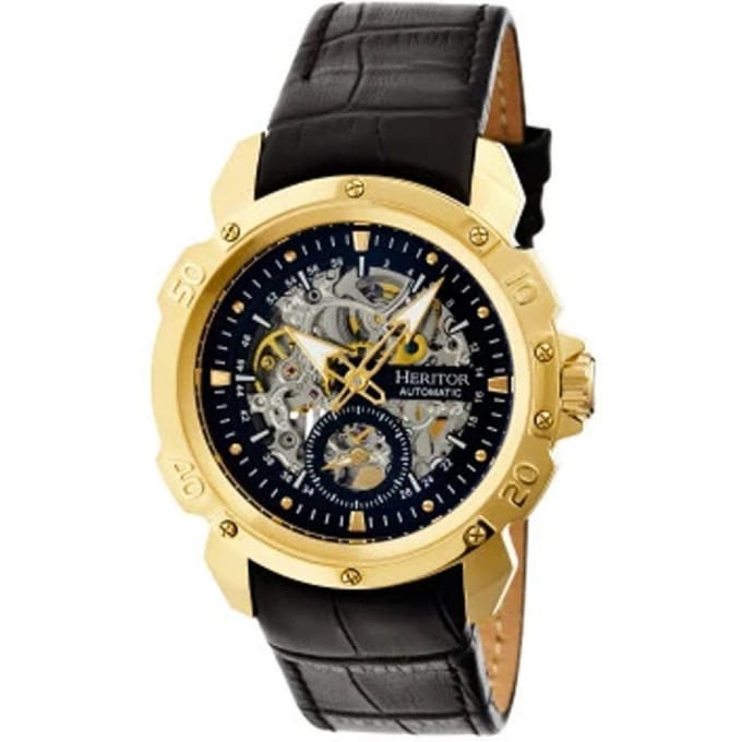 Heritor automatisch Conrad skelet horloge met leren band