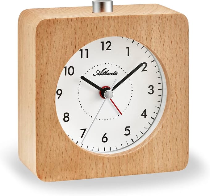 Houten Wekker met Snooze en Crescendo Alarm - Licht Eikenlook