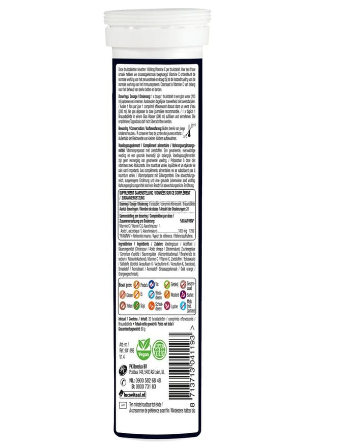 Lucovitaal Super Vitamine C 1000mg Voegingssupplement - 20 bruistabletten