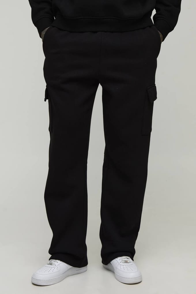 Hoge Basic Cargo-Joggers met Rechte Pijpen | Black | Size Medium