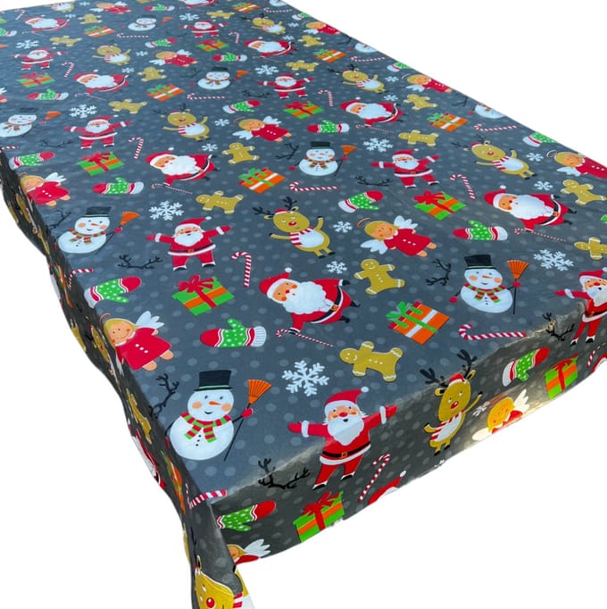 Kerst tafelkleed - Polyethyleen - Afneembaar - 140 x 230 cm - Donkergrijs