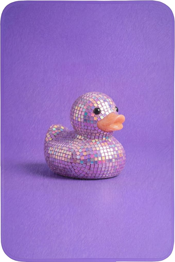 Badmat 60x90 cm - Antislip - Disco - Eend - Paars - Badmatten voor badkamer - Badkamermat - Douchemat - Badkamer mat