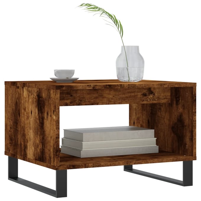 vidaXL - Salontafel - 60x50x40 - cm - bewerkt - hout - gerookt - eikenkleurig