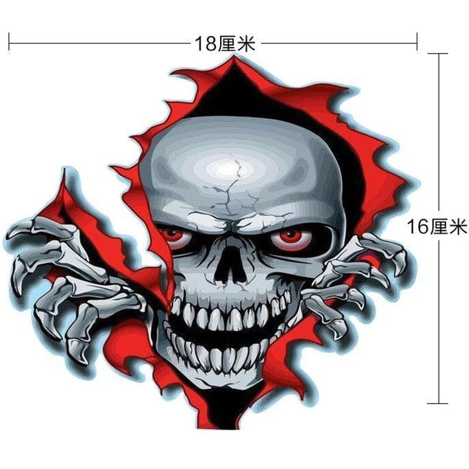 Auto Sticker Motorfiets Decals Schedel met Botten in het Kogengat Decoratieve Accessoires Waterdicht gray