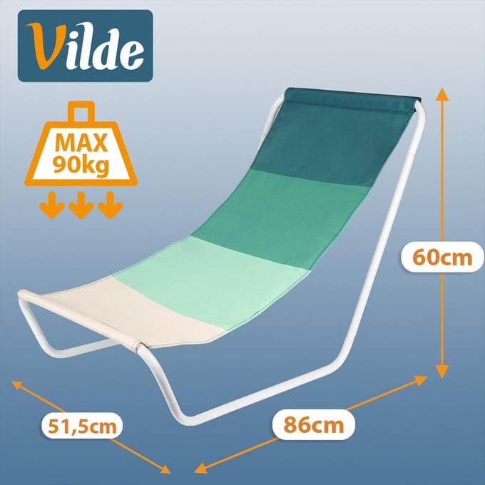 Vilde - Strandstoelen - Opvouwbaar - 2 stuks - Groene Polyester - Sterk Metalen Frame