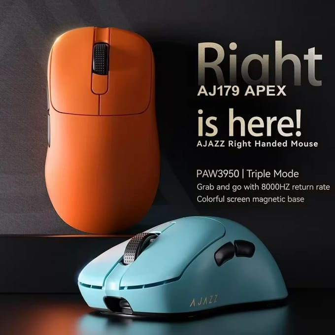 AJAZZ AJ179 V2 Tri-mode 2.4G/Bedraad/Bluetooth 5.2 Gamingmuis, 400mAh batterij, 12000 DPI, 56g ultralicht, 6 programmeerbare knoppen, 1000Hz verversingsfrequentie.
