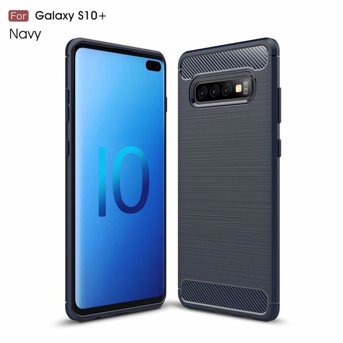 Ntech Soft Brushed TPU Hoesje Geschikt Voor Samsung Galaxy S10+ (Plus) - Donker Blauw