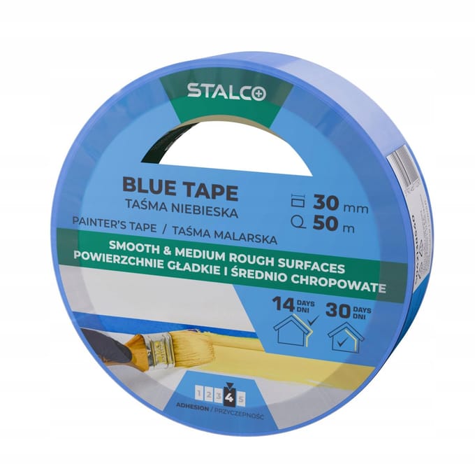 Stalco Blauwe Afplaktape 30mm x 50m Premium voor Binnen & Buiten