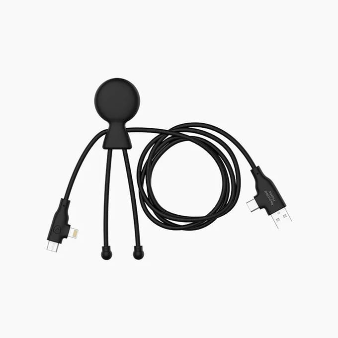 Xoopar - Mr Bio LONG 60W GRS Fast Charge – 3-in-1 Laadkabel USB & USB-C naar USB-C/Lightning – Snelladen – Zwart
