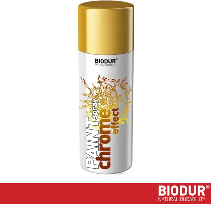BIODUR Metallic Spuitbus Goud - Chroom Spiegeleffect - 400 ml - Hoogglans - Sneldrogend - Interieur Decoratie