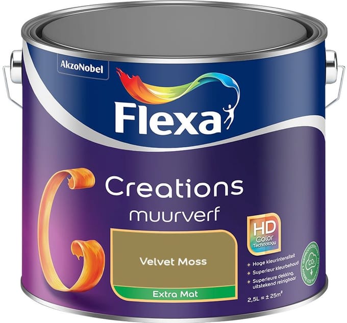 Flexa - Creations Muurverf Extra Mat - Velvet Moss - Mengverf - 2,5 L