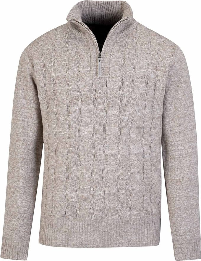 BJØRNSON Lunt Kabel-Gebreide Winter Pullover Teddy Heren - Maat 2XL - Beige