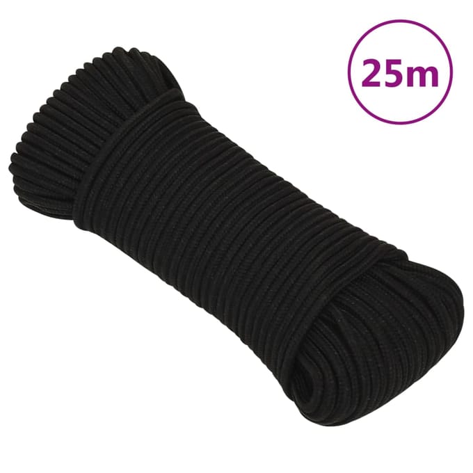 vidaXL - Werktouw - 5 - mm - 25 - m - polyester - zwart