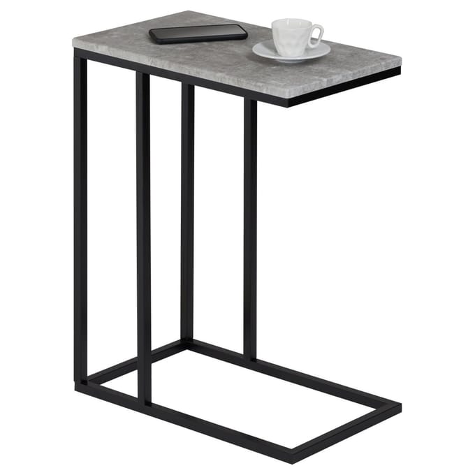 Bijzettafel DEBORA, rechthoekig, in betonlook/zwart