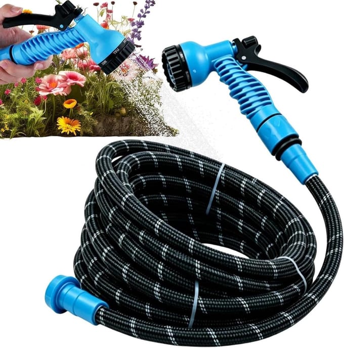 Tuinslang met Sproeikop - Flexibele Waterslang - Tuinonderhoud - Zeven Sproeimodi - 15 m - Groen