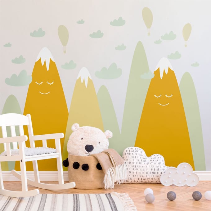 Kinderstickers met Scandinavische bergen van Emaka, 100 x 150 cm