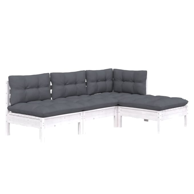 vidaXL - 4-delige - Loungeset - met - kussens - grenenhout - wit