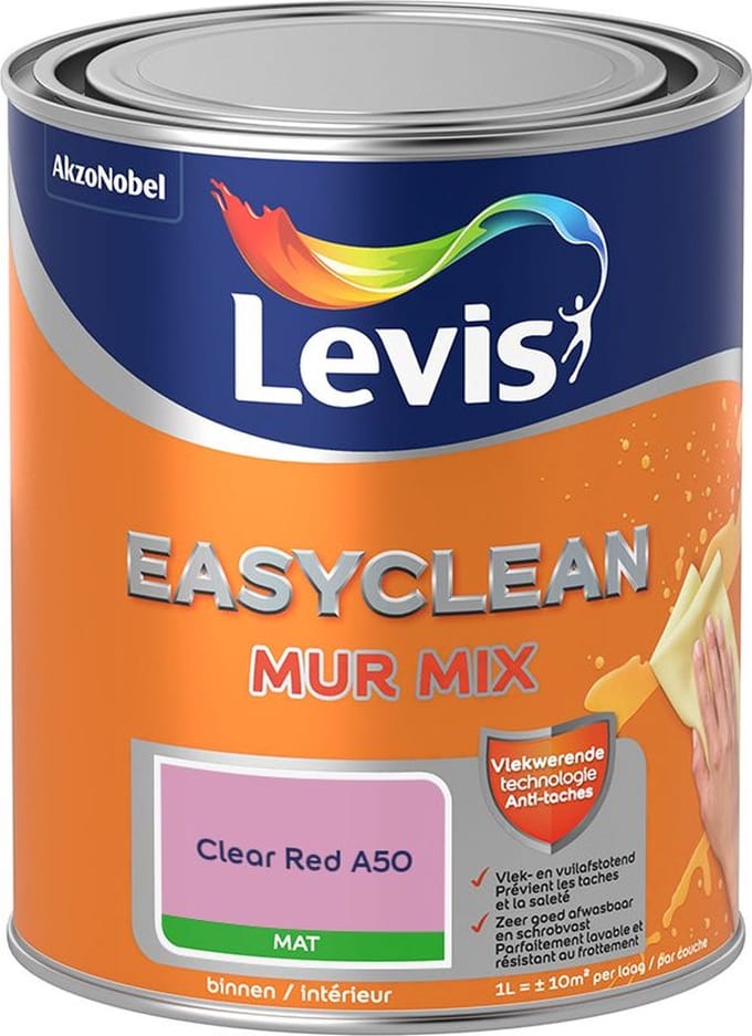 Levis - Easyclean Mur Mat Mix - Clear Red A50 - Mengverf - 1 L