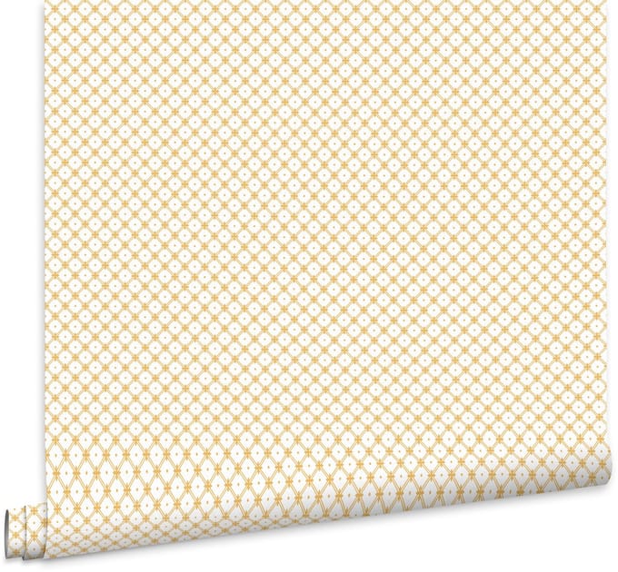 Laura Ashley Wickerwork Behang - Ruit - 10mx52cm - Geel