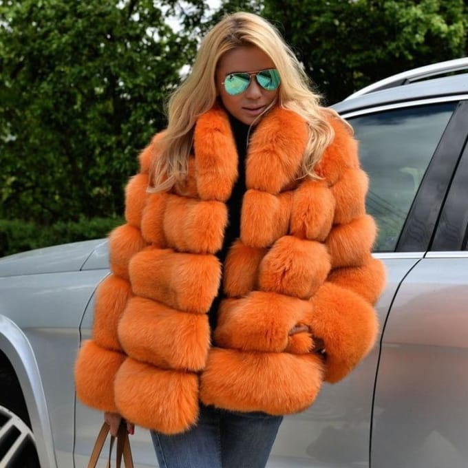 Pels Herfst en Winter Nieuwe Pelsjas Dames Imitatiepels Damesjas M orange