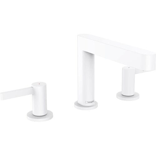 Hansgrohe Finoris - Wastafelkraan 110, 3-gats, incl. Push-Open afvoer, EcoSmart, mat wit 76033700