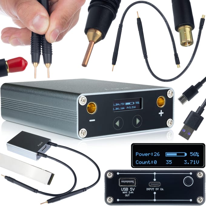 Rosfix Mini Puntlasapparaat SM65A - Draagbaar OLED Scherm - 650A Max, 5500mAh USB-C 5V2A