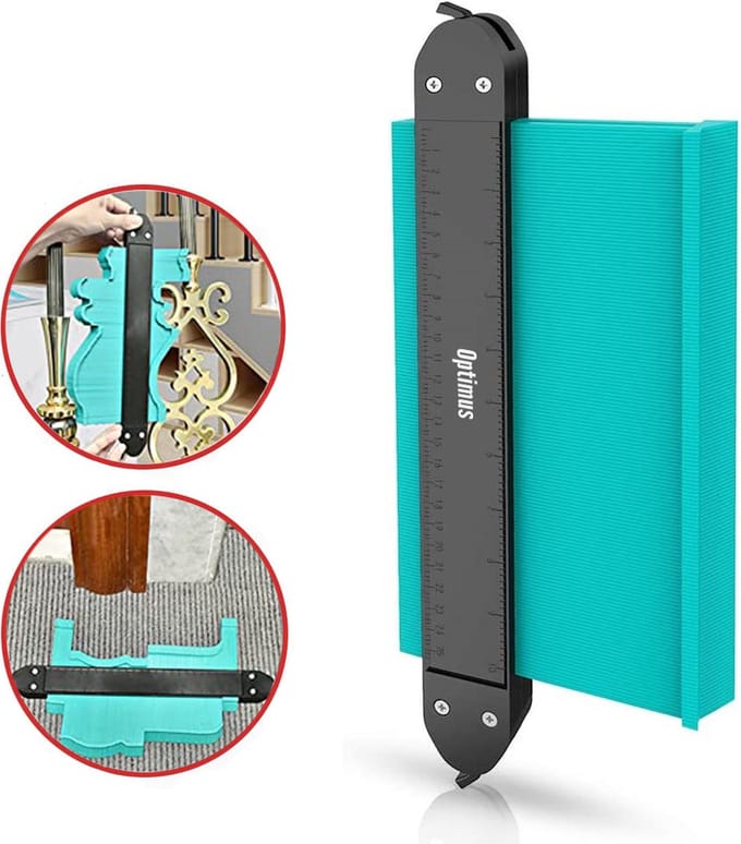 Professionele Aftekenhulp met 2 Locks - 25cm x 8cm - Hoekmeter - Profieldiepte meter - Meethulp - Profielmal - Profielmeter - Laminaat legset