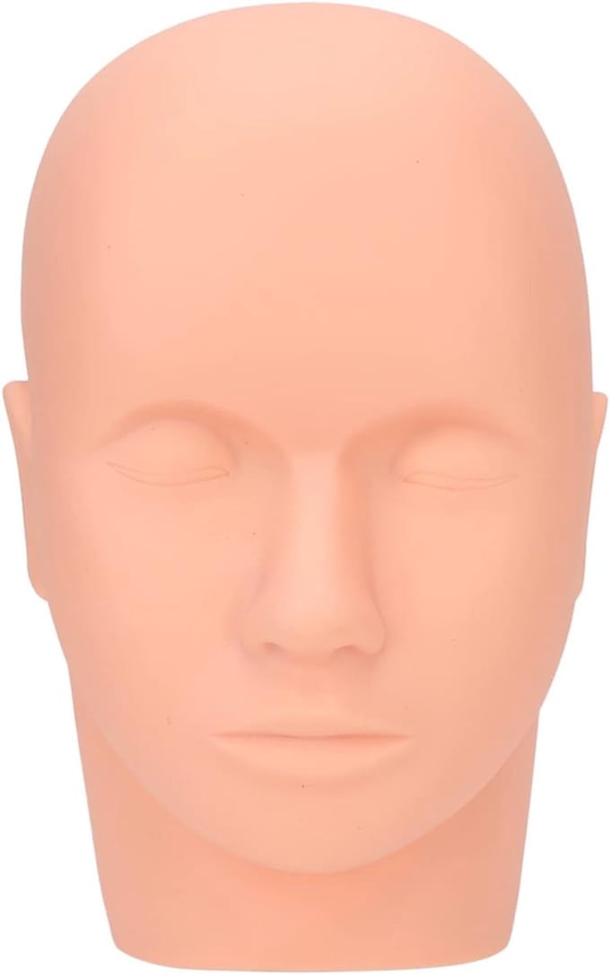 Mannequin Makeup Head, Eyelash Practice Training Makeup Eyelash Extension Cosmetology Doll Face Reusable Portable for Acupuncture (Beige)