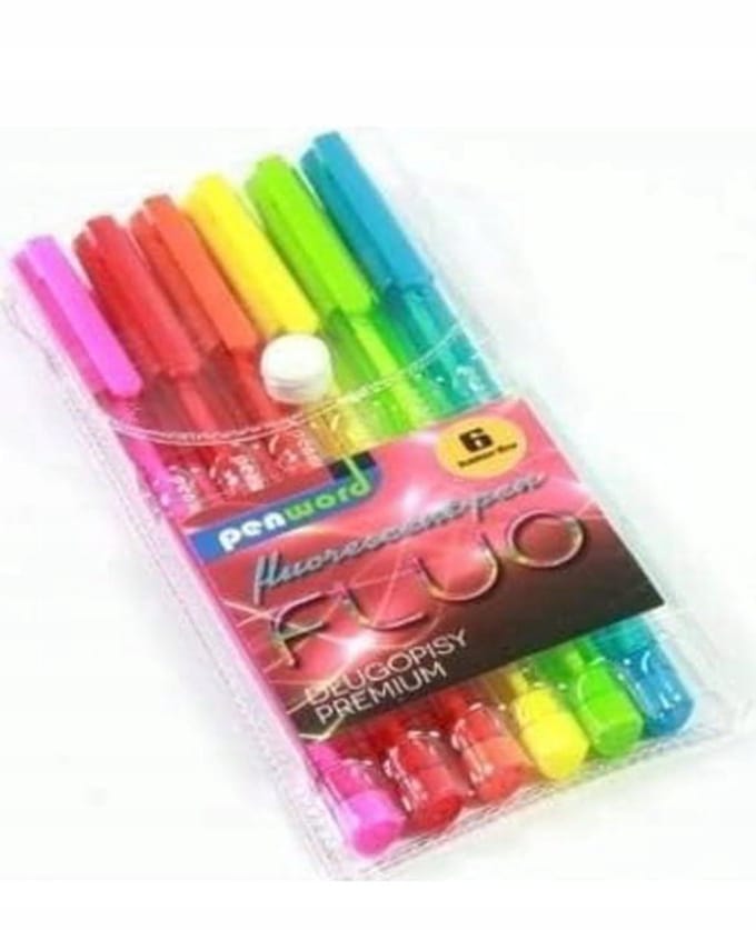 Penword Gelpennen Set 6 Fluo Kleuren Premium