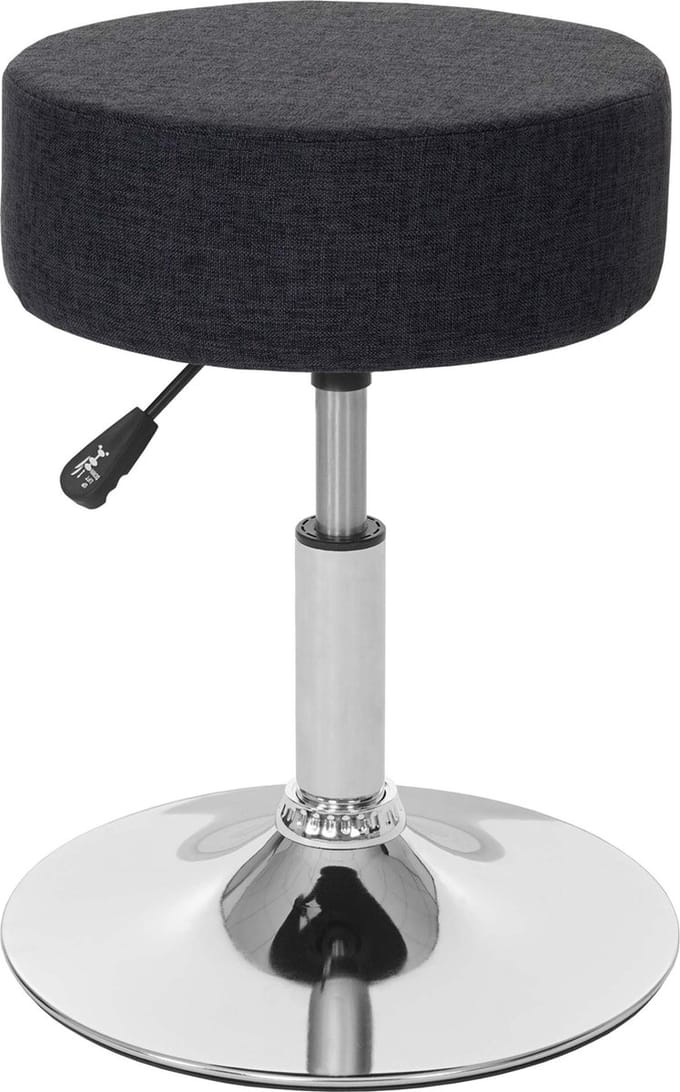 Kruk MCW-C22, kruk make-up kruk, in hoogte verstelbaar Ø 35cm ~ textiel, donkergrijs