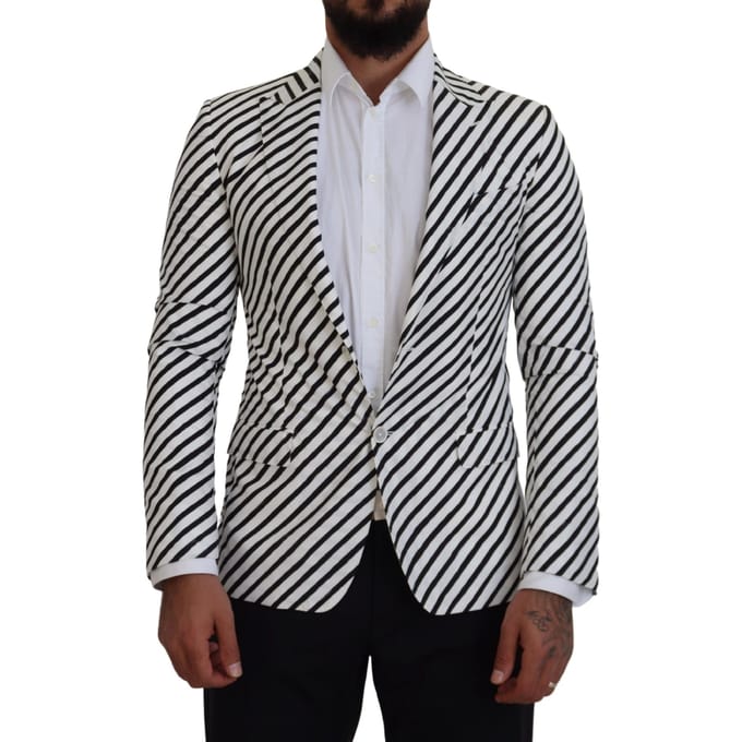 Gestreepte Blazer Met Notch Lapel