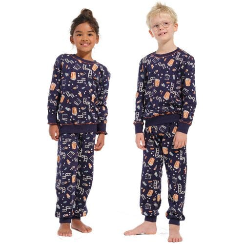 Pastunette Warme uniseks kinderpyjama popcorn Robin Blauw jongen 128