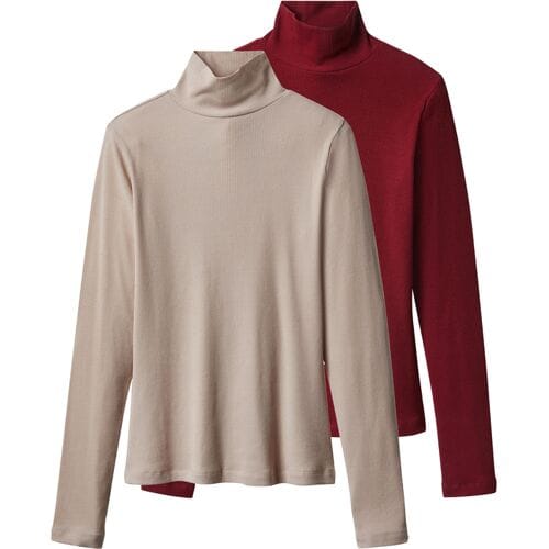 ESMARA Set van 2 dames coltruien (rood/beige, M (40/42))