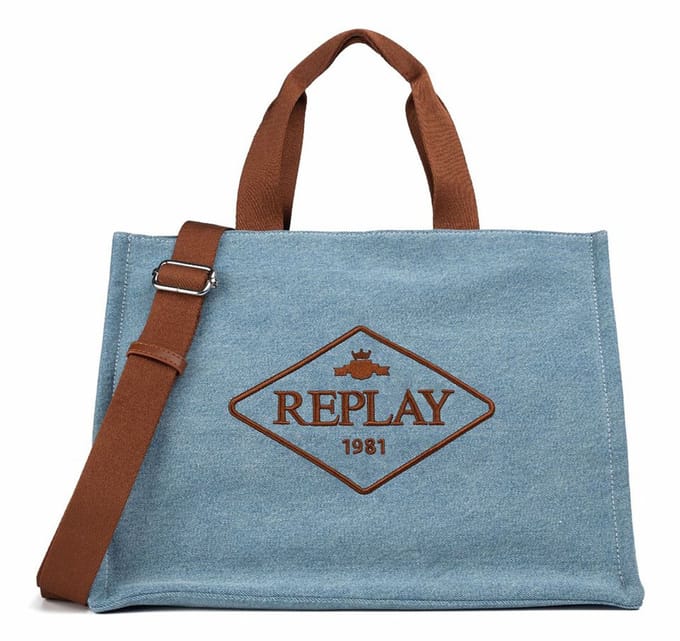 REPLAY Schoudertas Shopper Shoulder Bag Denimblue Blauwgrijs