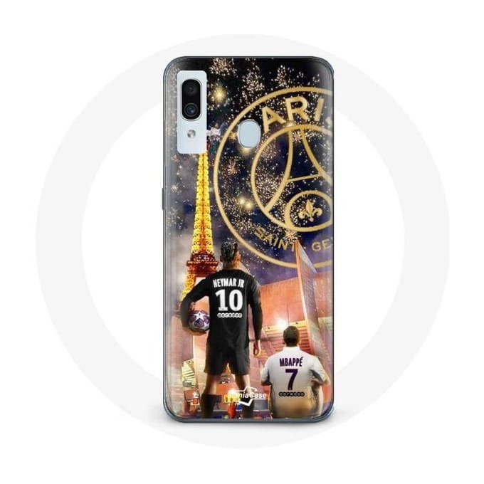 Coque pour Samsung Galaxy A30 PSG Neymar et Mbappé Joyeux noël