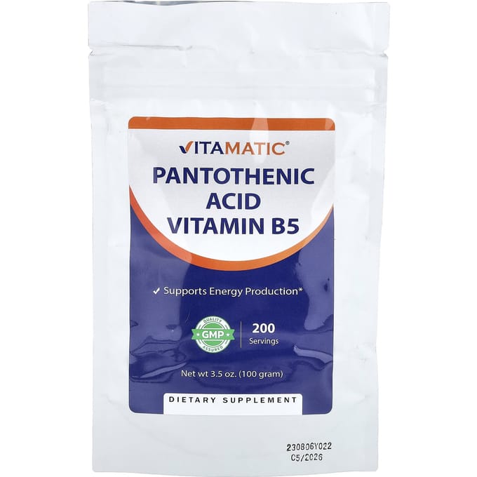 Vitamatic, Pantotheenzuur en Vitamine B5, 100g (3,5 oz)