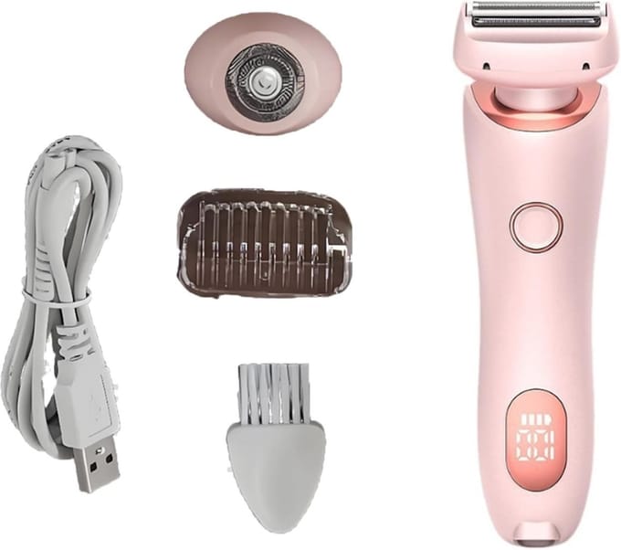 Elektrisch Scheerapparaat - Dames Trimmer - Pijnloos Ontharen - Dubbele Scheerkop - USB Oplaadbaar - Roze