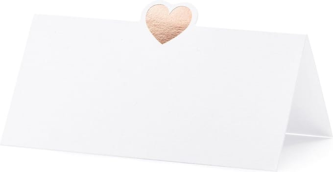 PartyDeco - Naamkaartje hartje Rose Gold (10 stuks)