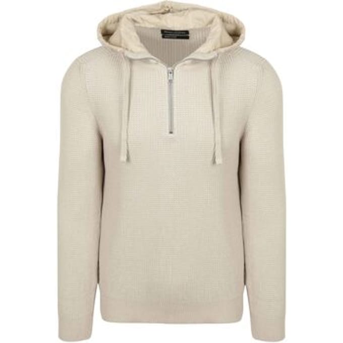 Capuchon sweaters Marc O'Polo Hooded Half Zip Pullover Structured Bi-Colour Ecru
