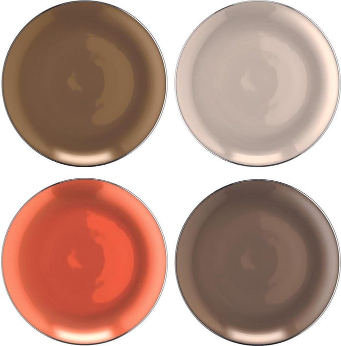 L.S.A. Polka Bord - Porselein - Ø 9,5 cm - Set van 4 Stuks - Assorti
