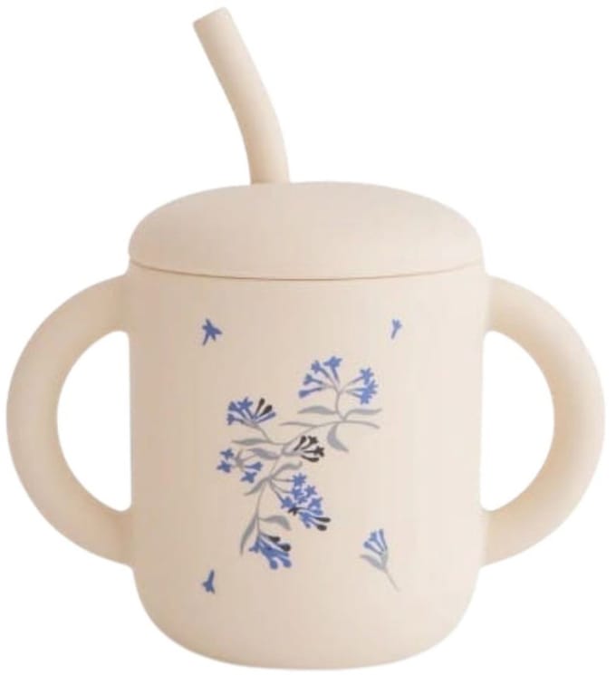 Mushie Oefenbeker Met Rietje - Lilac Flowers