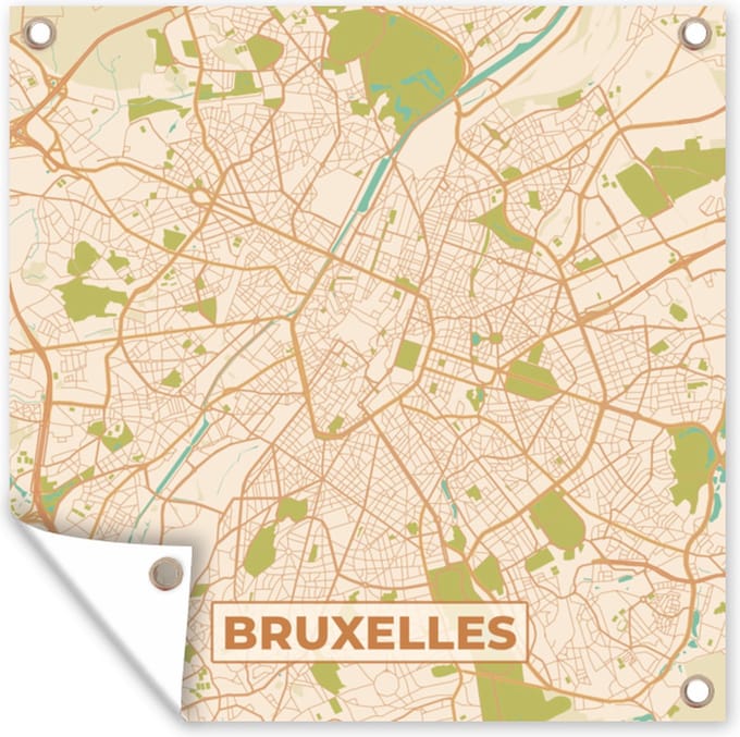 Tuindoek Kaart - Brussel - Brussel - Plattegrond - Stadskaart - 100x100 cm