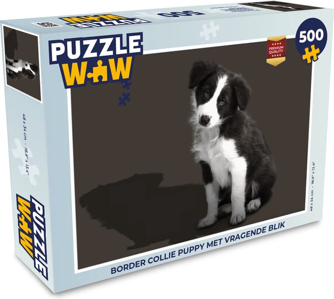 Puzzel Border collie puppy met vragende blik - Legpuzzel - Puzzel 500 stukjes