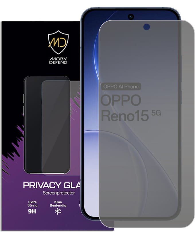 MobyDefend Screenprotector - Geschikt voor Oppo Reno15 - HD Privacy Glass Screensaver