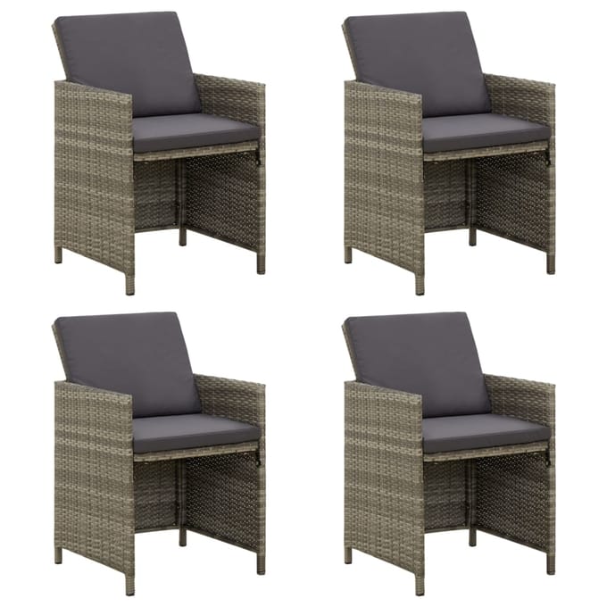 vidaXL - Tuinstoelen - 4 - st - met - kussens - poly - rattan - grijs